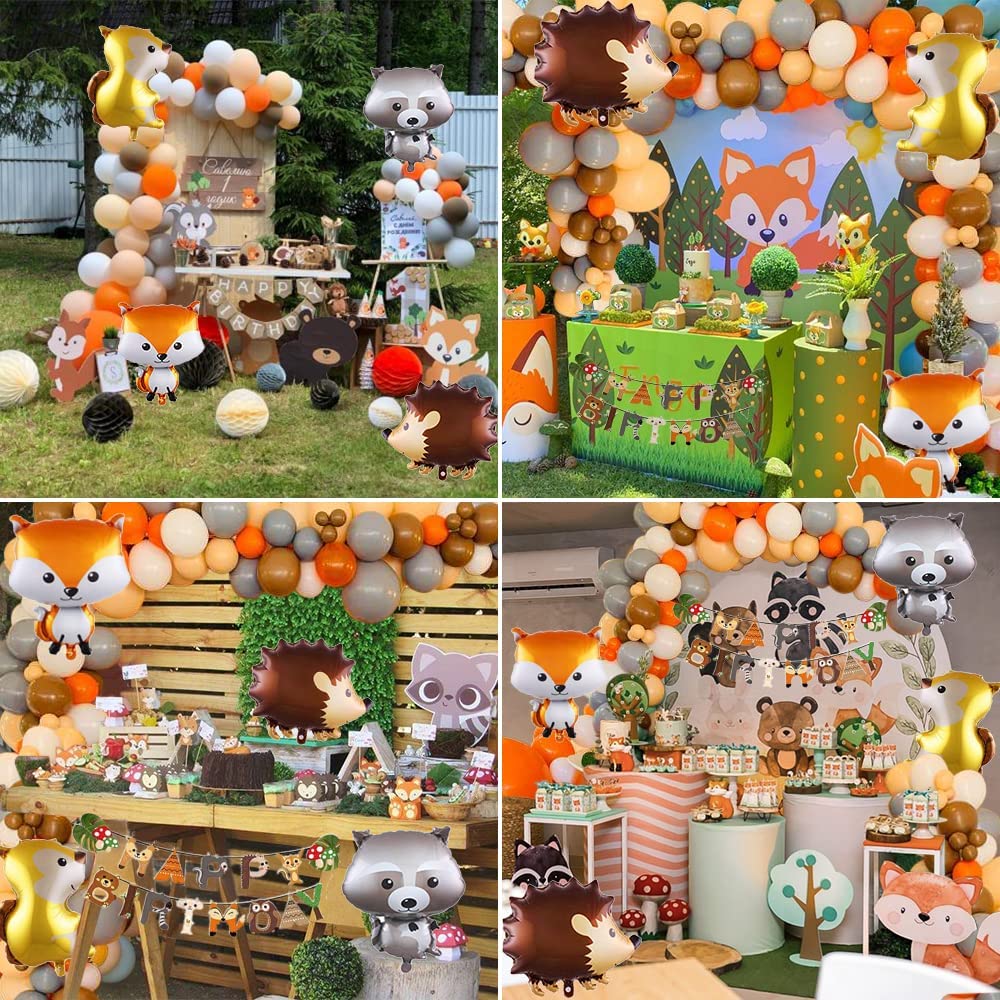Forest Animal Theme Birthday Party Decorations for Children Baby Shower Birthday Balloon Decor Jungle Forest Fox Squirrel Balloons